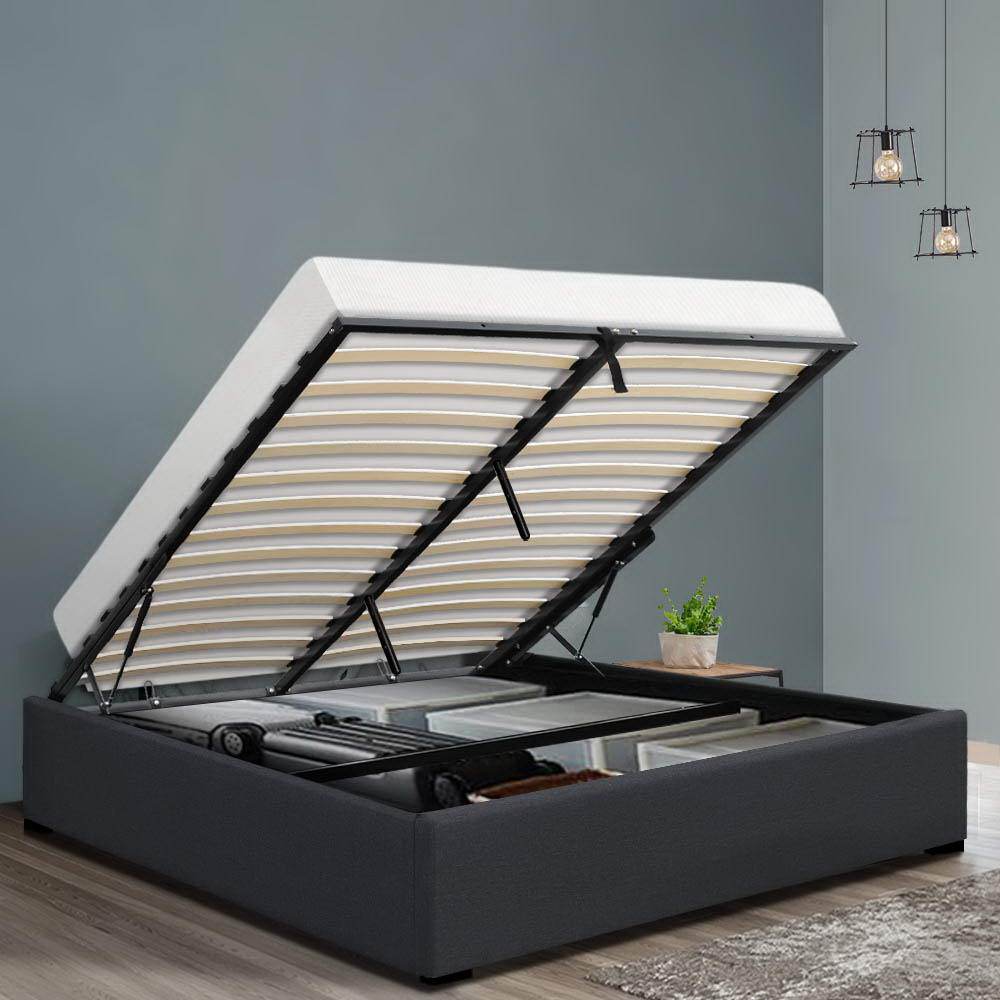 Artiss TOKI Queen Size Storage Gas Lift Bed Frame without Headboard